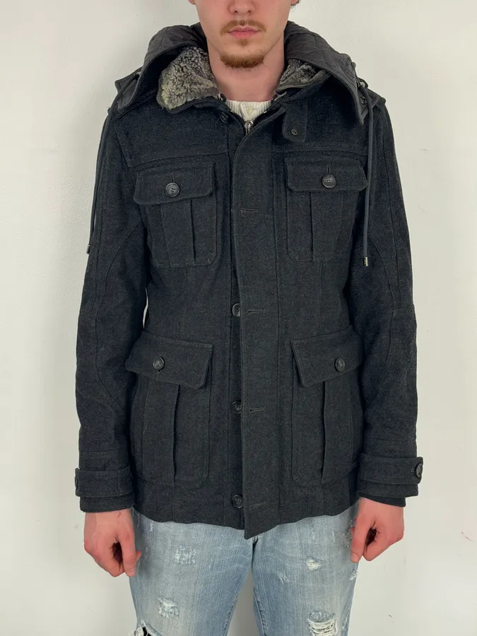 AW2010 Dolce & Gabbana Charcoal Wool Multi-Pocket Coat