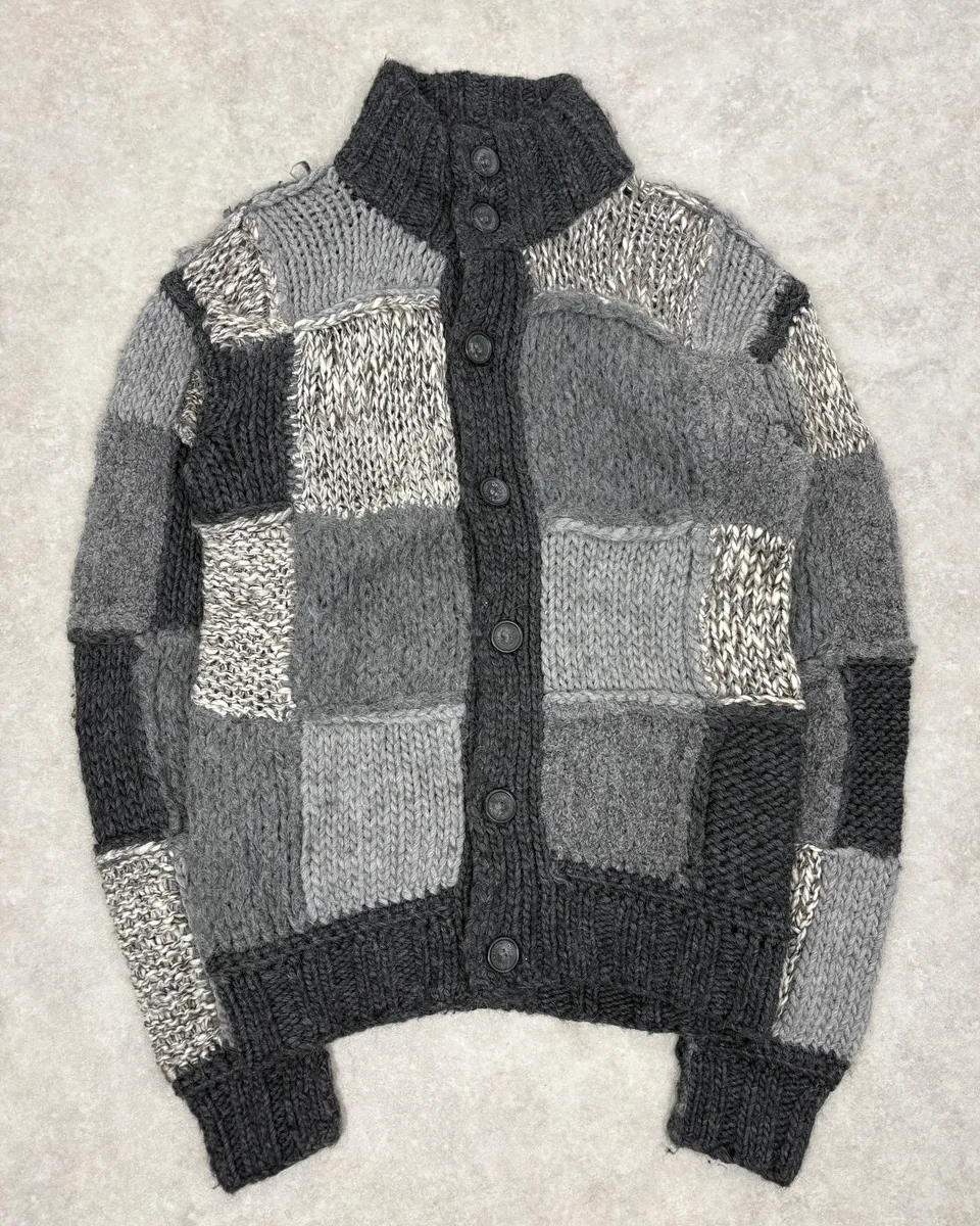 AW2010 Dolce & Gabbana Grey Patchwork Wool Cardigan
