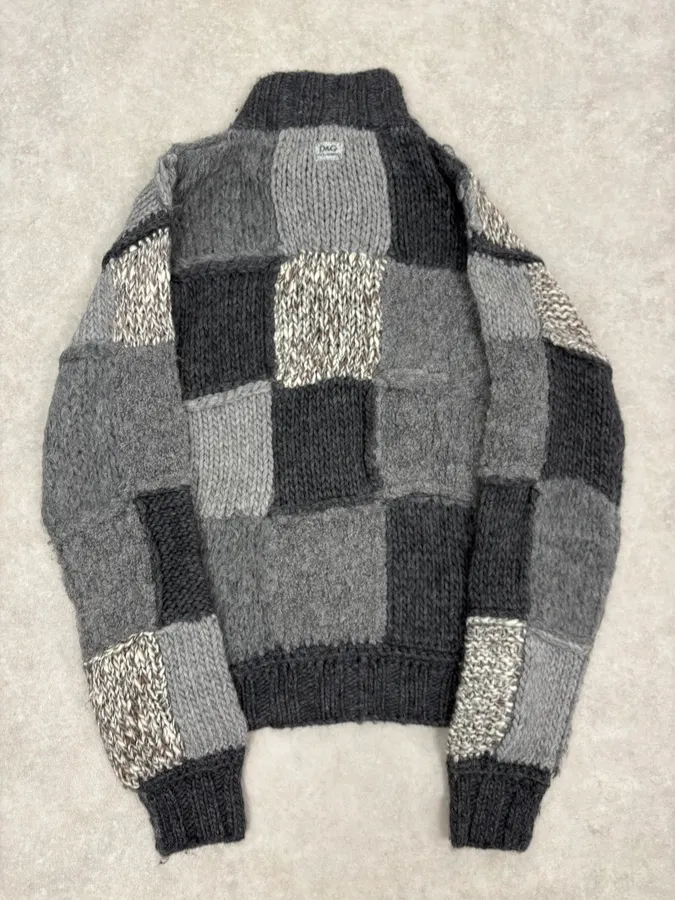 AW2010 Dolce & Gabbana Grey Patchwork Wool Cardigan - Image 6