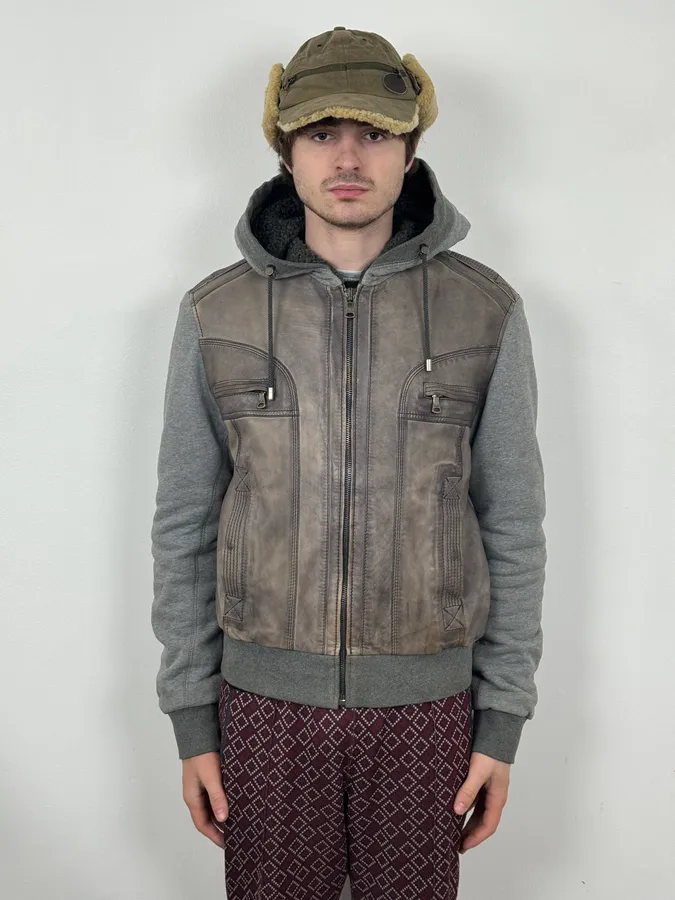 AW2010 Dolce & Gabbana Grey Technical Leather Hooded Jacket - Image 2