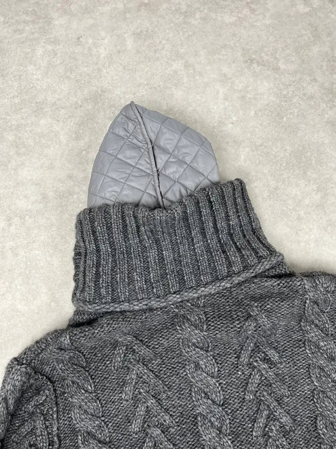 AW2010 Dolce & Gabbana Grey Wool Quilted Hood Cardigan Jacket - Image 9