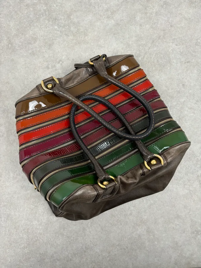 AW2010 Dolce & Gabbana Multicolor Leather Multi-Zip Shoulder Bag