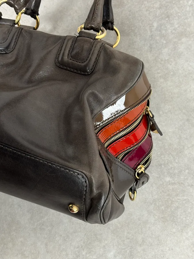 AW2010 Dolce & Gabbana Multicolor Leather Multi-Zip Shoulder Bag - Image 10