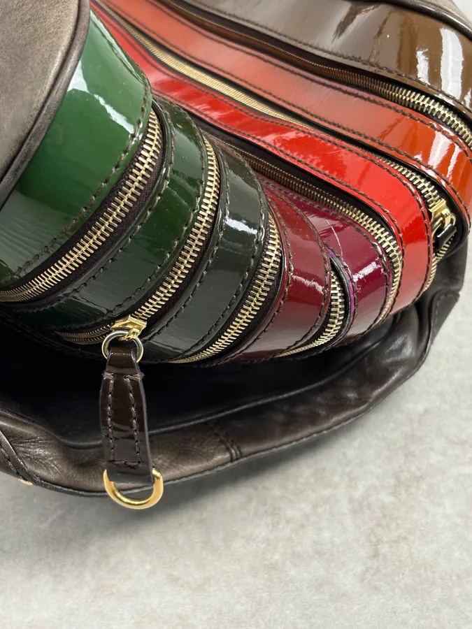 AW2010 Dolce & Gabbana Multicolor Leather Multi-Zip Shoulder Bag - Image 11