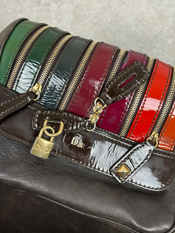 AW2010 Dolce & Gabbana Multicolor Leather Multi-Zip Shoulder Bag - Image 12