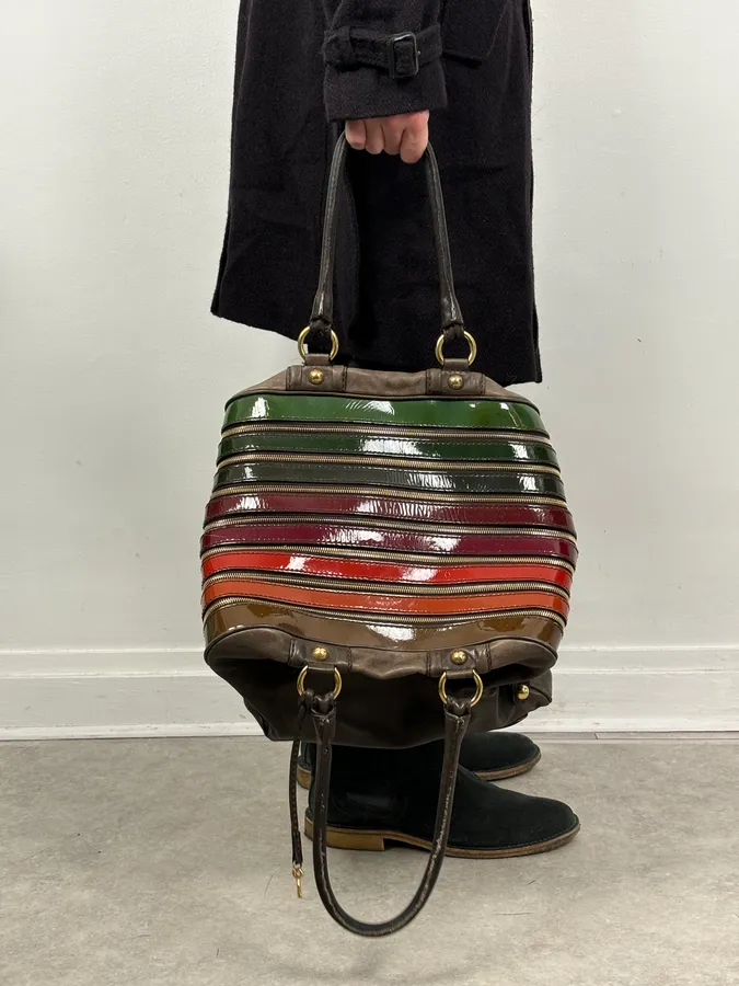 AW2010 Dolce & Gabbana Multicolor Leather Multi-Zip Shoulder Bag - Image 2