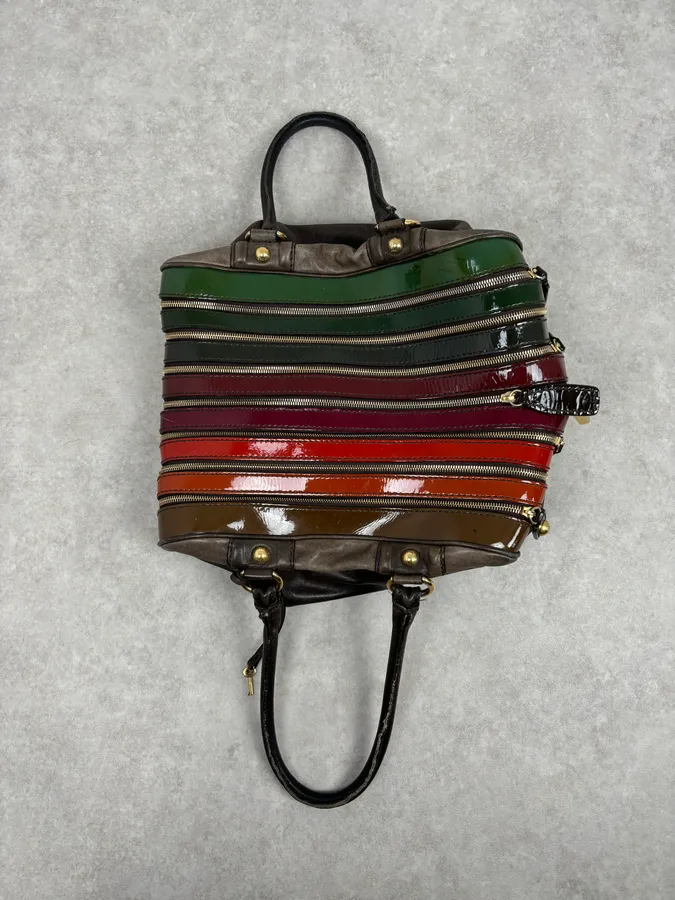 AW2010 Dolce & Gabbana Multicolor Leather Multi-Zip Shoulder Bag - Image 3