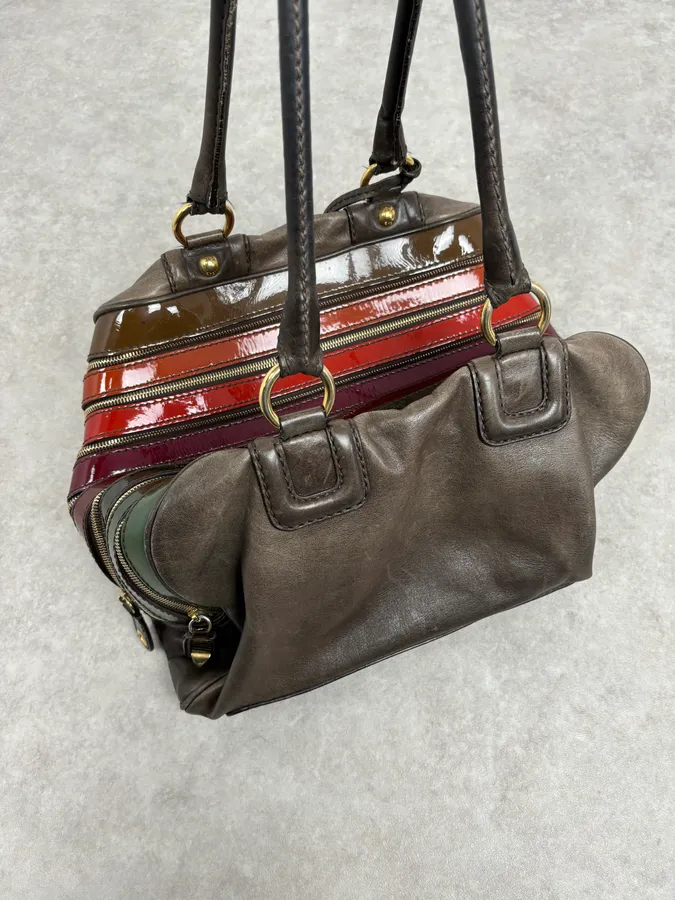 AW2010 Dolce & Gabbana Multicolor Leather Multi-Zip Shoulder Bag - Image 5