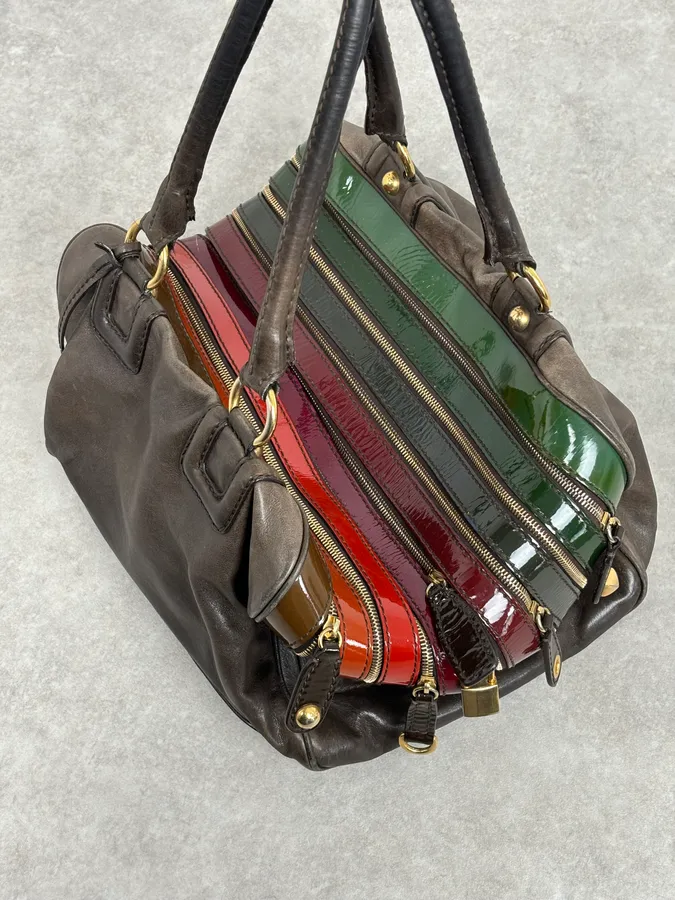 AW2010 Dolce & Gabbana Multicolor Leather Multi-Zip Shoulder Bag - Image 6