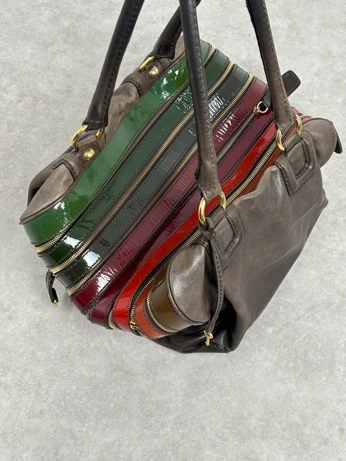 AW2010 Dolce & Gabbana Multicolor Leather Multi-Zip Shoulder Bag - Image 7