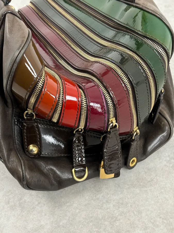 AW2010 Dolce & Gabbana Multicolor Leather Multi-Zip Shoulder Bag - Image 8