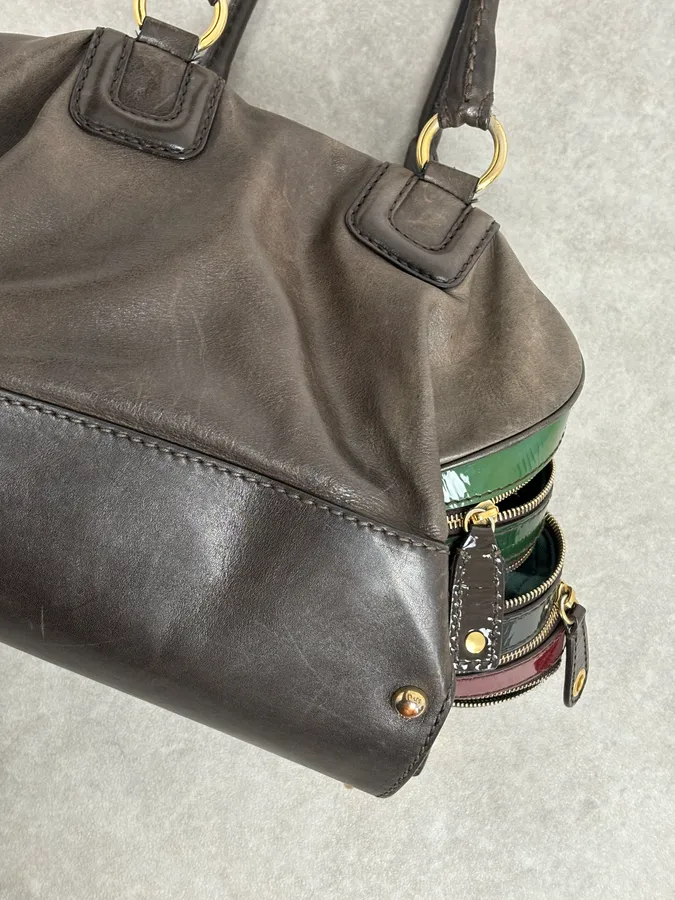AW2010 Dolce & Gabbana Multicolor Leather Multi-Zip Shoulder Bag - Image 9