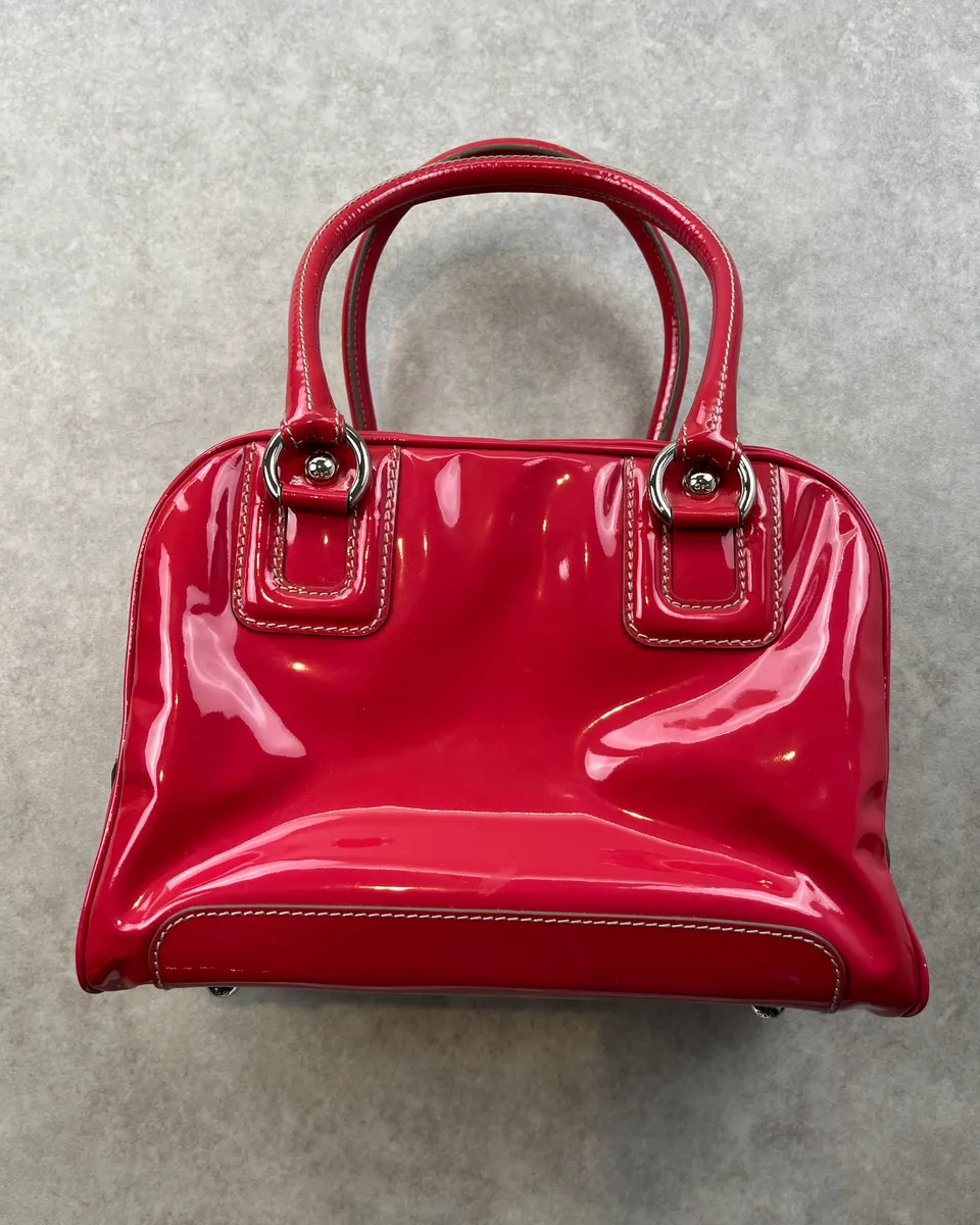 AW2010 Dolce & Gabbana Pink Red Vinyl Multi-Pocket Lily Bag - Image 11
