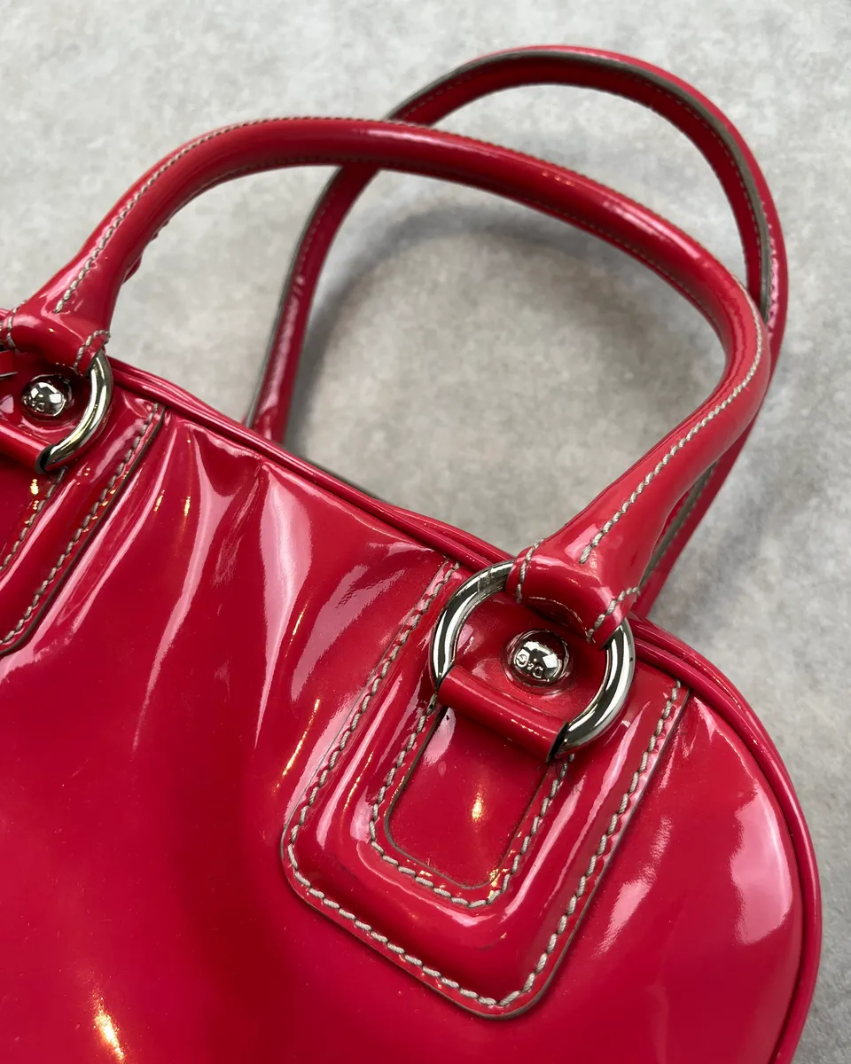 AW2010 Dolce & Gabbana Pink Red Vinyl Multi-Pocket Lily Bag - Image 7