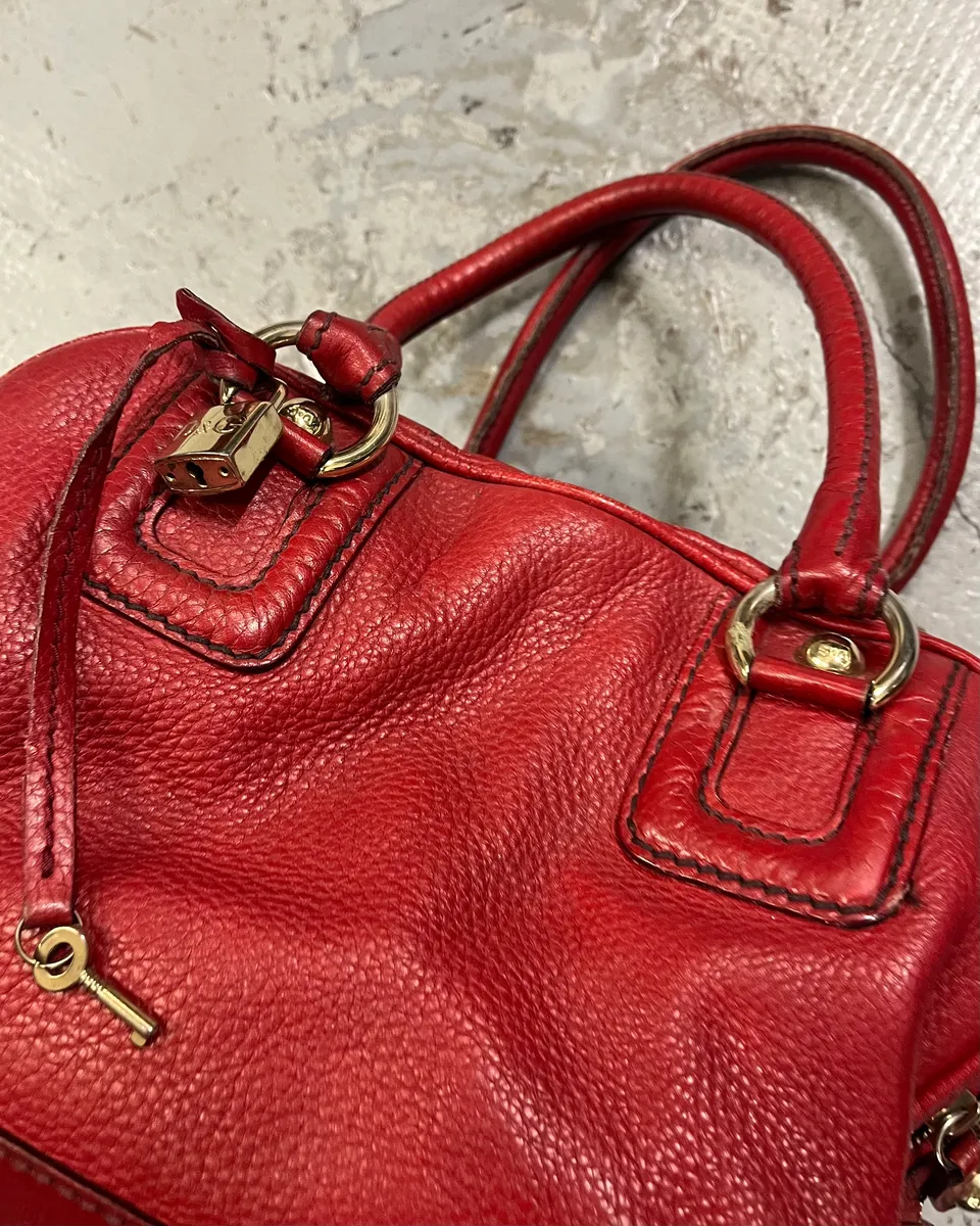 AW2010 Dolce & Gabbana Red Leather Multi-Zip Lily Bag - Image 5