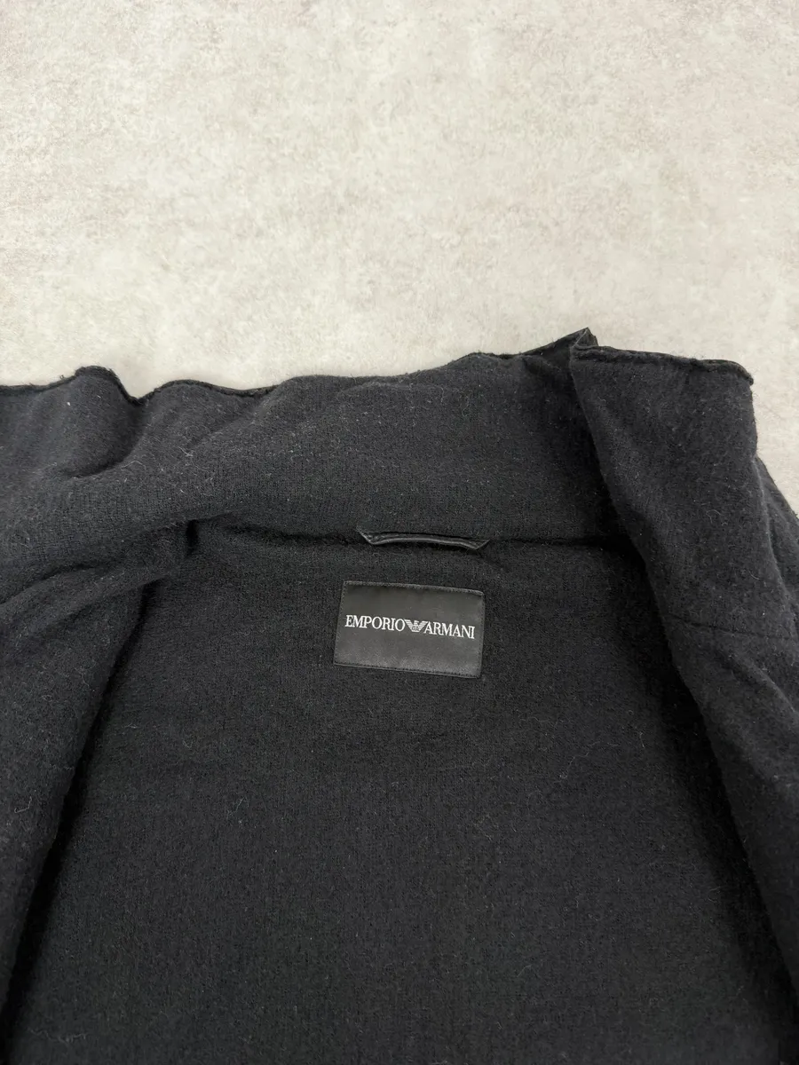 AW2010 Emporio Armani Asymmetrical Black Crocodile Embossed Leather Jacket - Image 11
