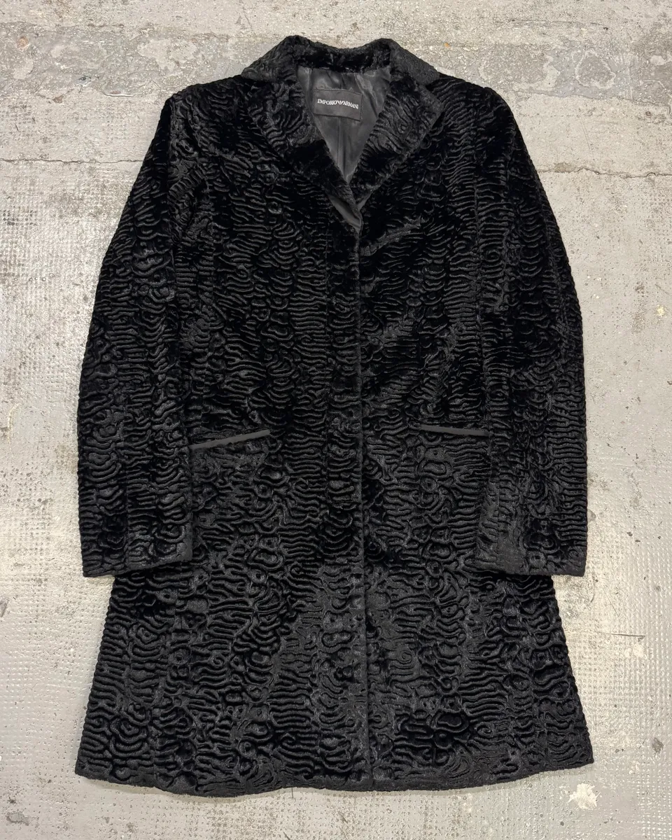 AW2010 Emporio Armani Black Fur Long Coat