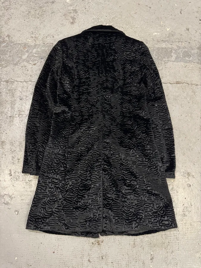 AW2010 Emporio Armani Black Fur Long Coat - Image 3