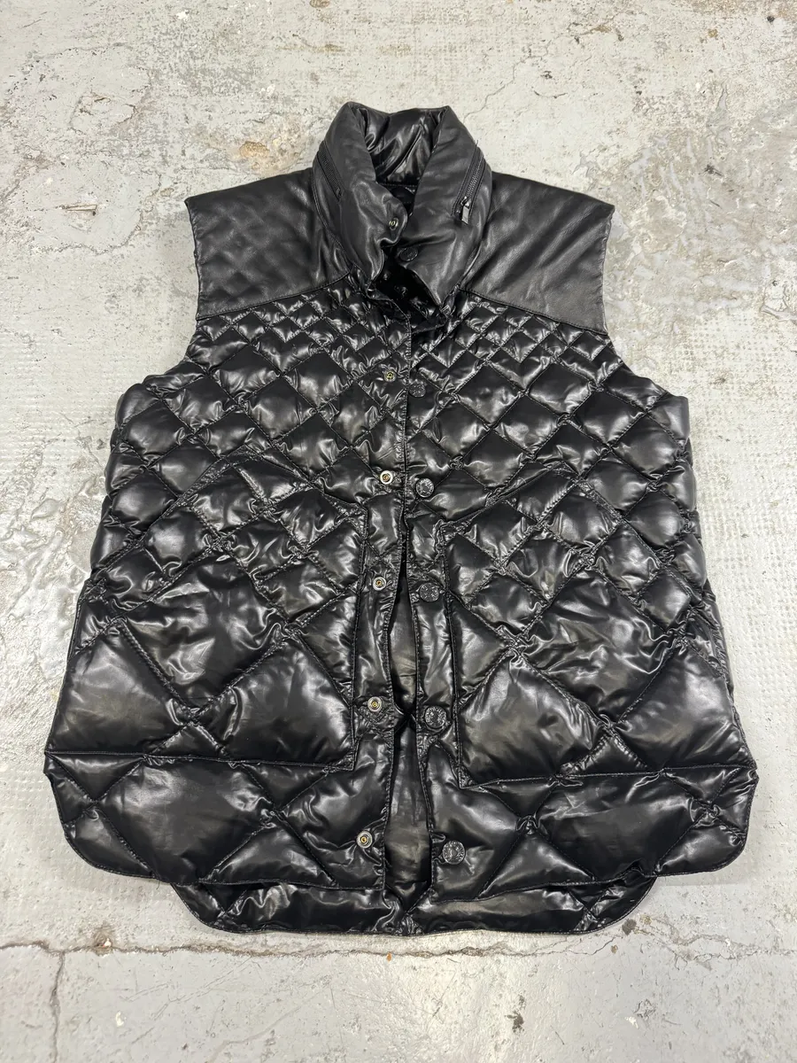 AW2010 Emporio Armani Black Puffer Leather Vest Jacket - Image 11