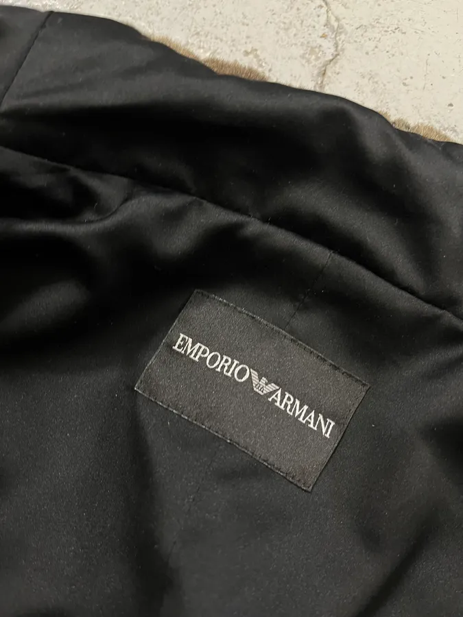 AW2010 Emporio Armani Faux Fur Rhinestone-Embellished Brown Jacket - Image 11