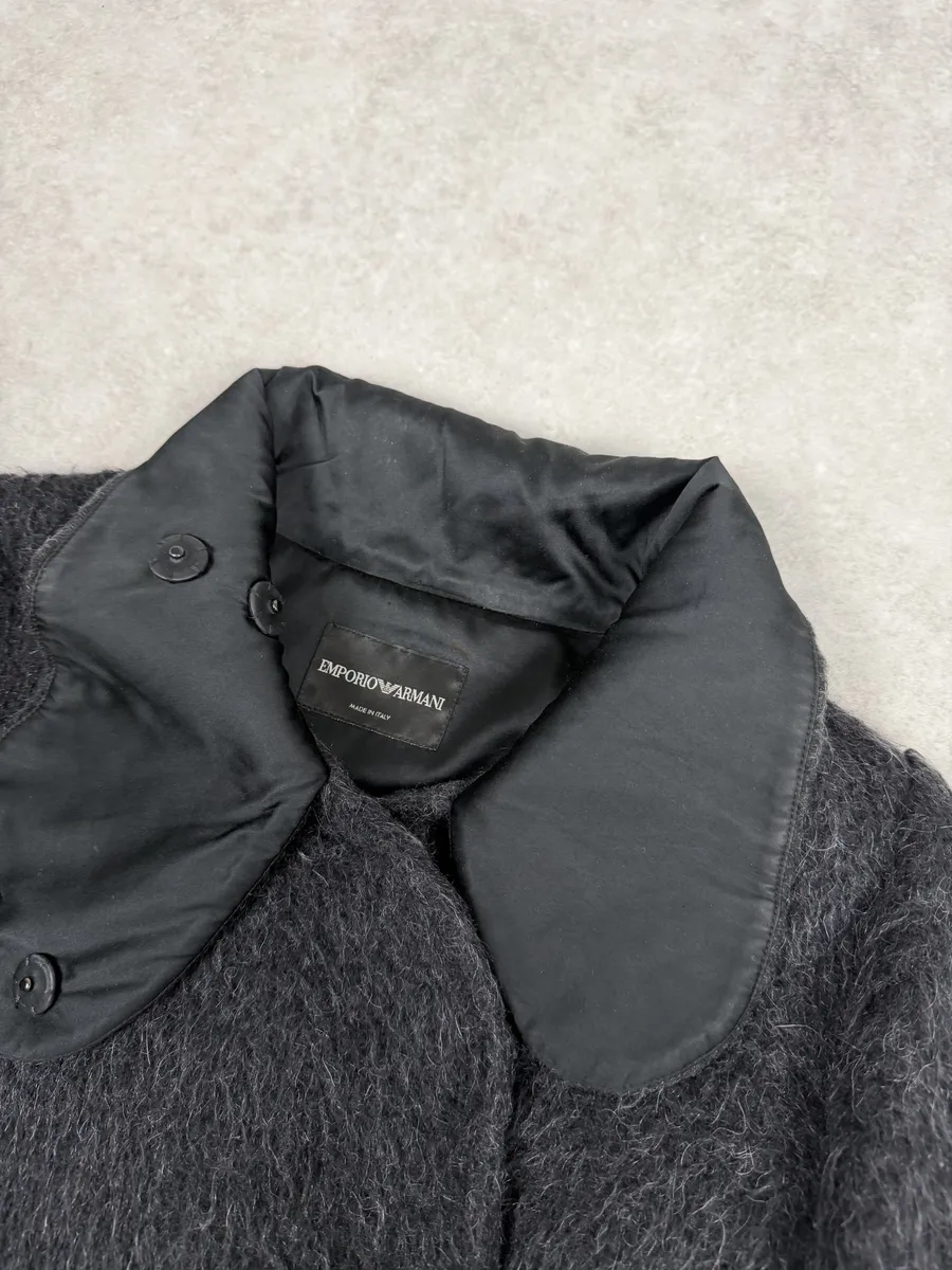 AW2010 Emporio Armani Grey Asymmetrical Elegant Collar Jacket - Image 8