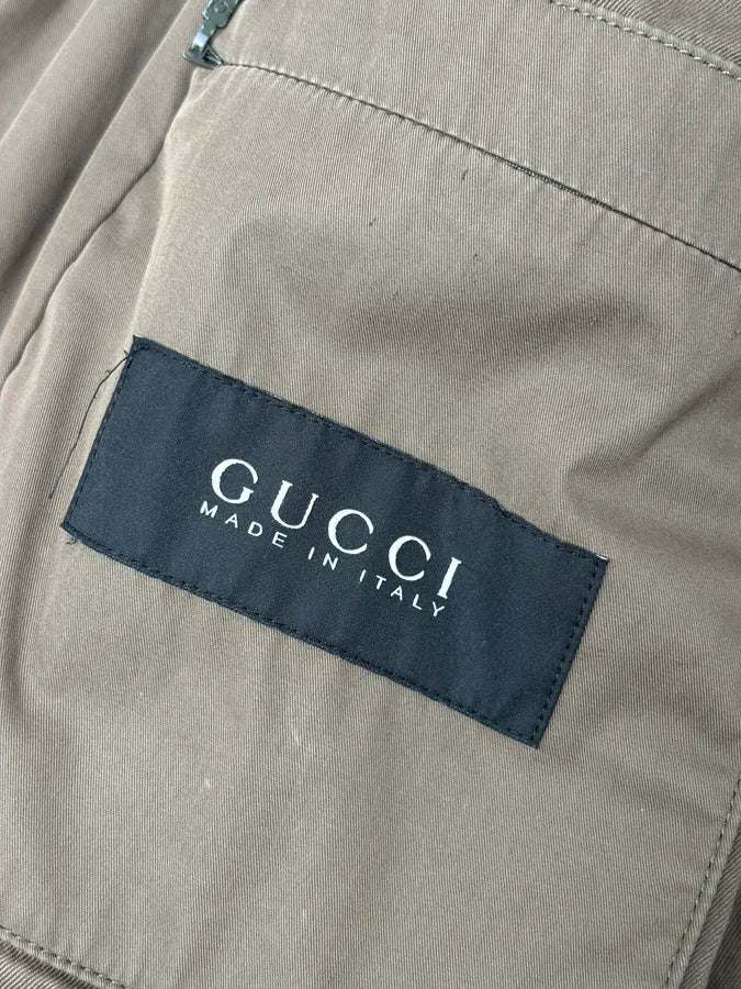AW2010 Gucci Brown Hybrid Leather Sleeve Bomber Jacket - Image 10