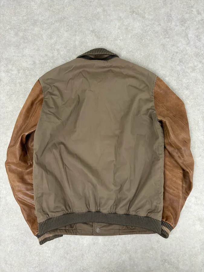 AW2010 Gucci Brown Hybrid Leather Sleeve Bomber Jacket - Image 6