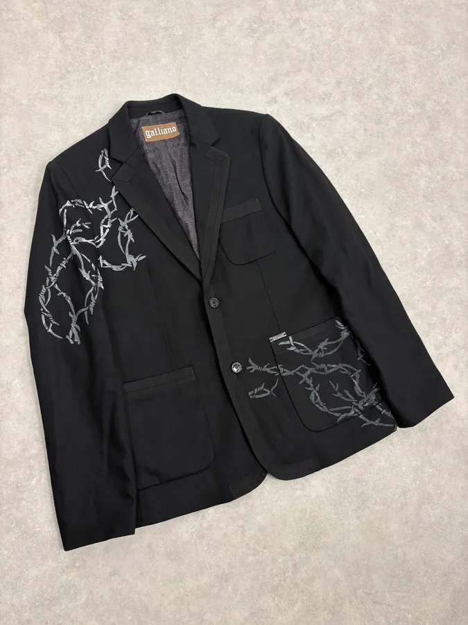 AW2010 John Galliano Black Barbed Wire Blazer Jacket - Image 4
