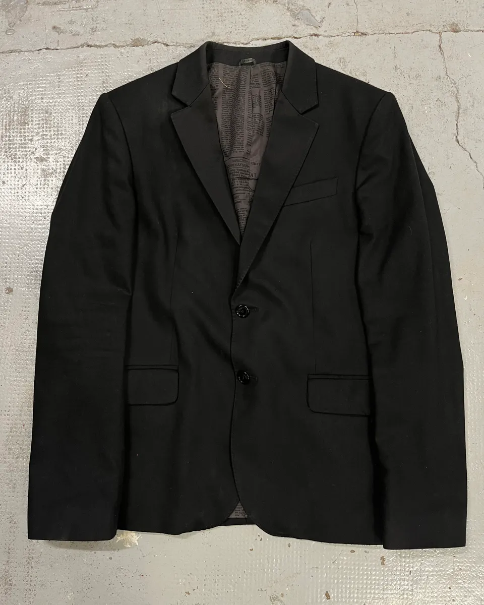 AW2010 John Galliano Black Gazette Lining Blazer Jacket - Image 3