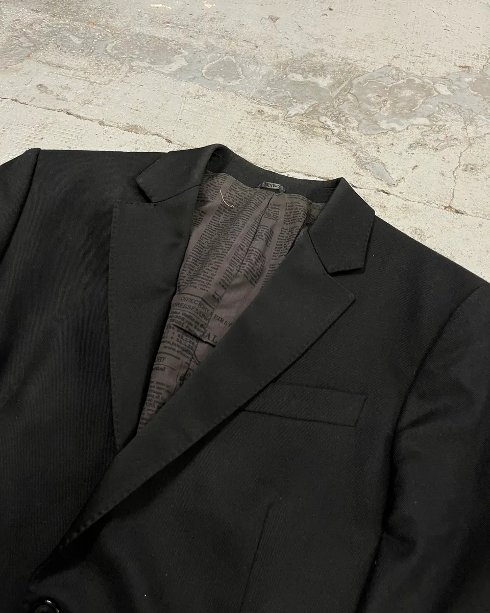 AW2010 John Galliano Black Gazette Lining Blazer Jacket - Image 6