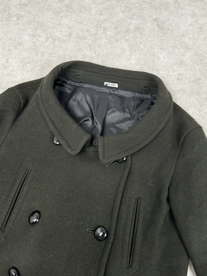 AW2010 Miu Miu Brown Removable Fur Collar Wool Coat - Image 7