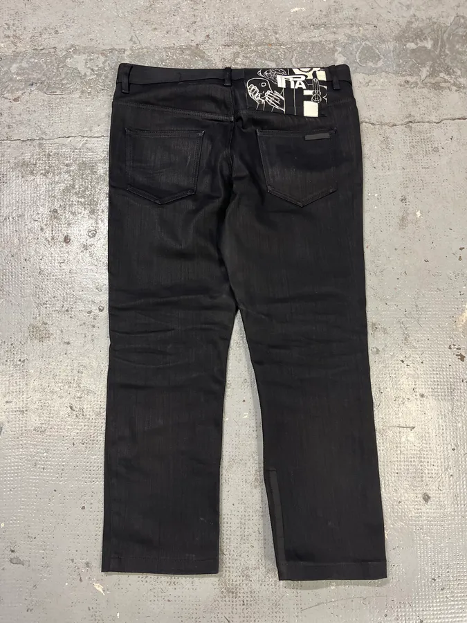 AW2010 Prada Black Comics Slim Denim Jeans