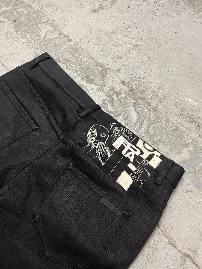 AW2010 Prada Black Comics Slim Denim Jeans - Image 9