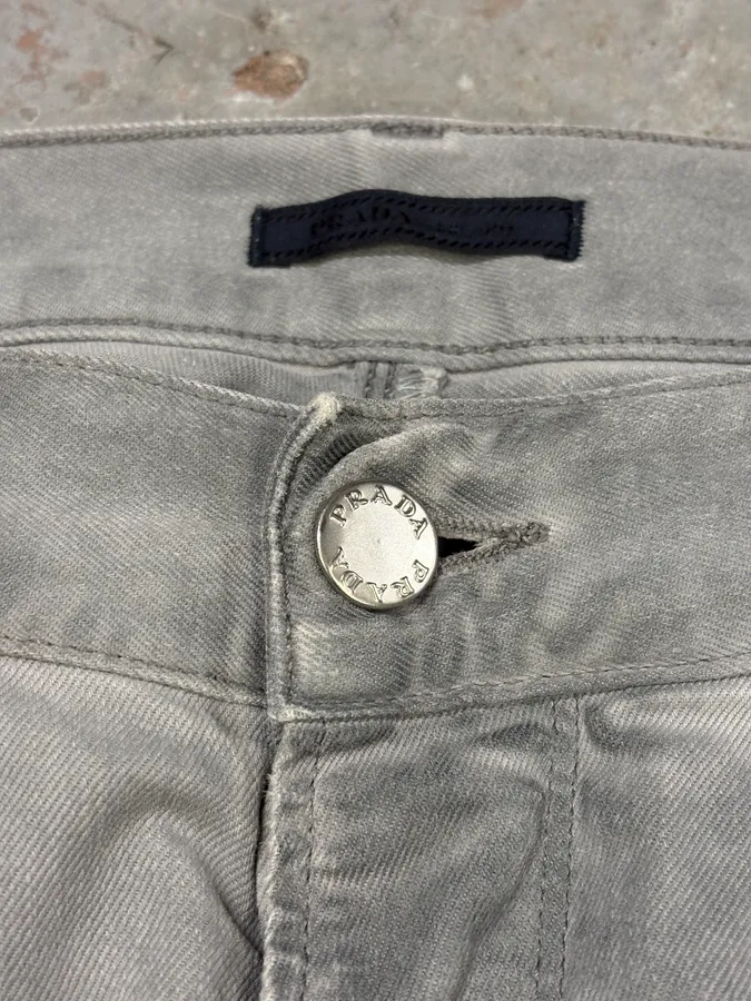 AW2010 Prada Faded Grey Distressed Slim Denim Jeans - Image 8