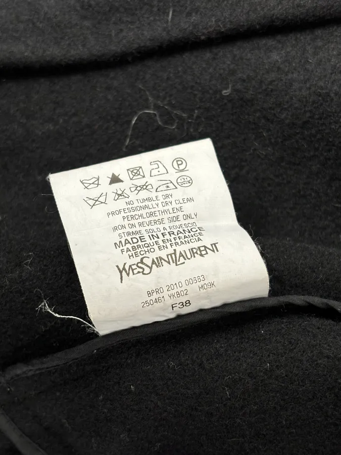 AW2010 Yves Saint Laurent Black Asymmetrical Officer Coat - Image 13