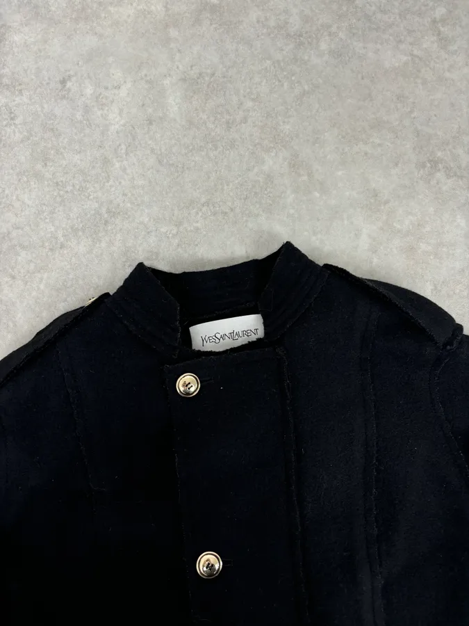 AW2010 Yves Saint Laurent Black Asymmetrical Officer Coat - Image 4