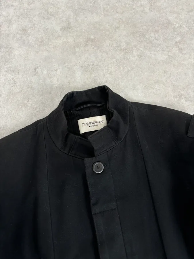 AW2010 Yves Saint Laurent Classy Officer Buttoned Black Long Wool Coat - Image 4
