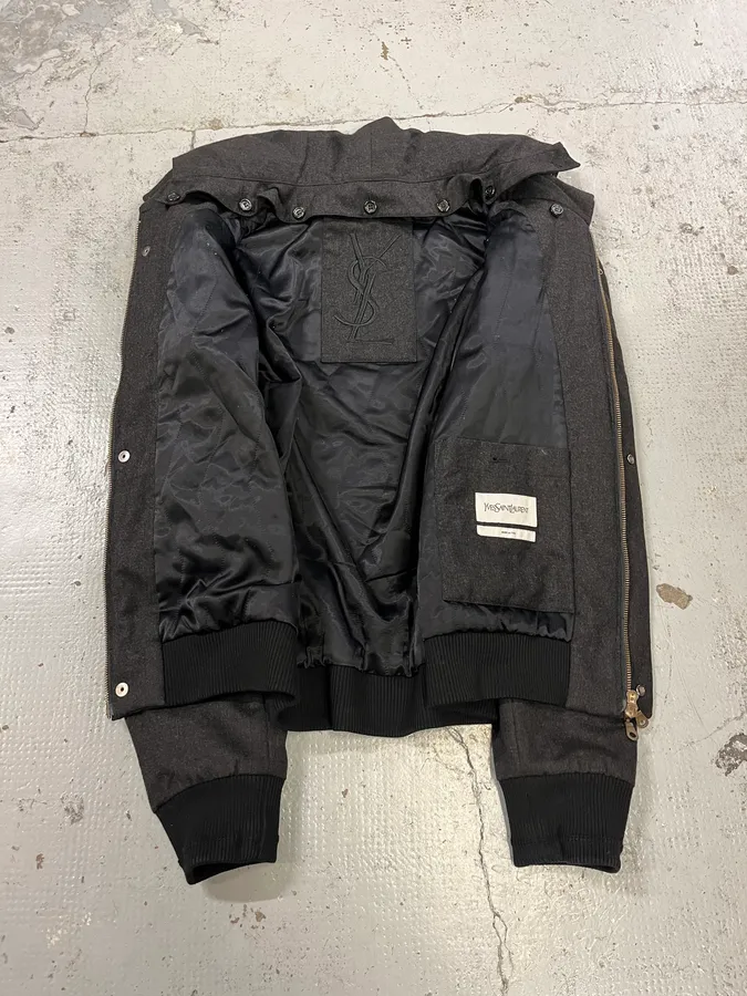 AW2010 Yves Saint Laurent Hidden & Detachable Hood Black Wool Jacket - Image 10