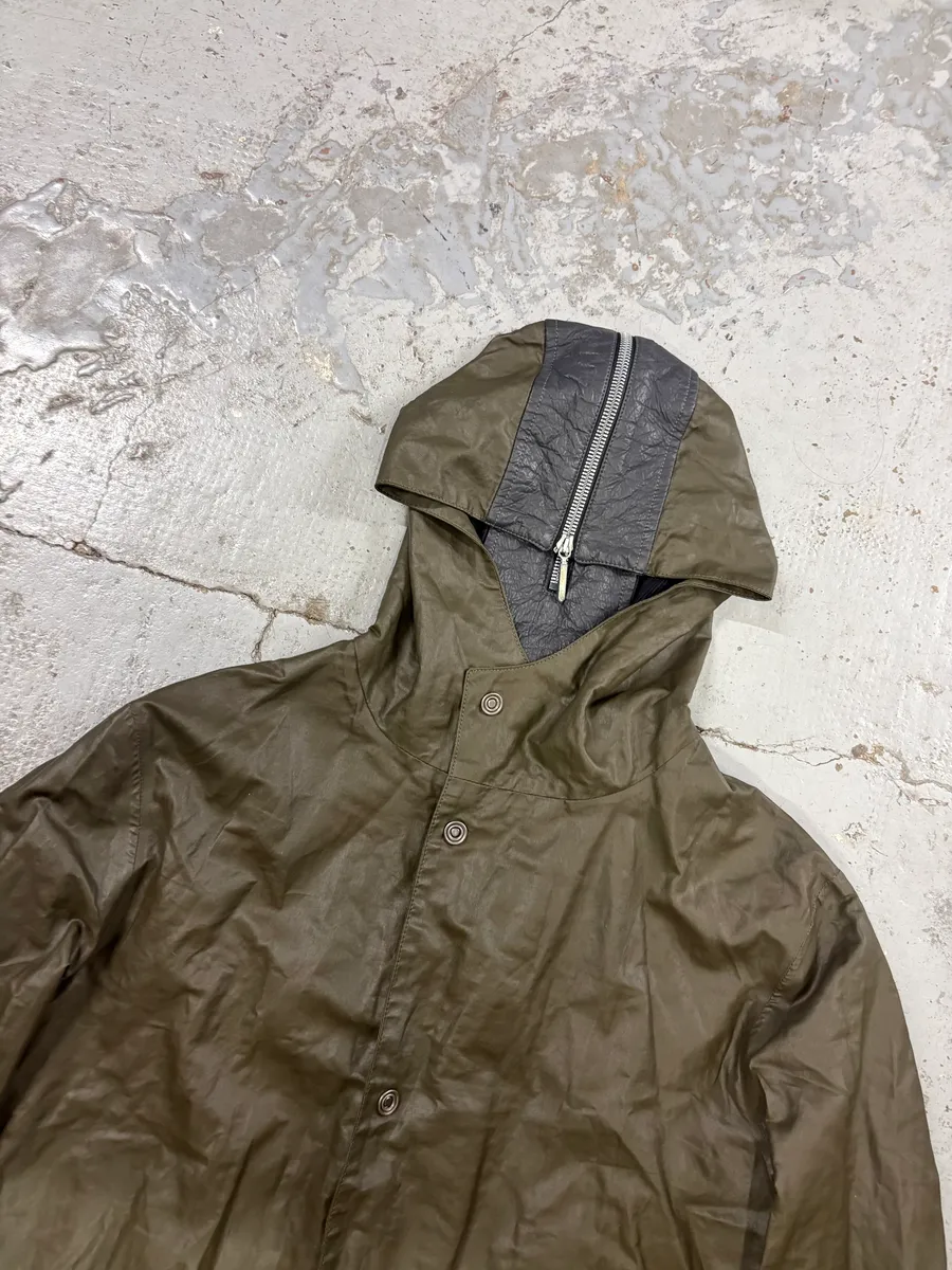 AW2011 Balenciaga Khaki Blend Hooded Long Anorak Jacket - Image 5