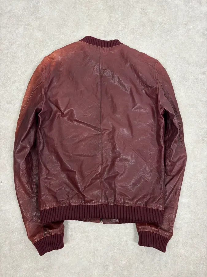 AW2011 Dolce & Gabbana Bordeaux Red Leather Jacket - Image 7