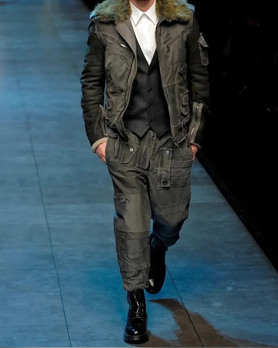 AW2011 Dolce & Gabbana Neutral Grey Multiple Pocket Cargo Pants