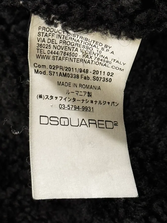 AW2011 Dsquared2 Black Leather Shearling Collar Bomber Jacket - Image 16