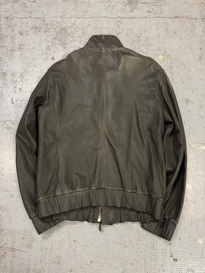 AW2011 Emporio Armani Buttoned Premium Black Leather Jacket - Image 2