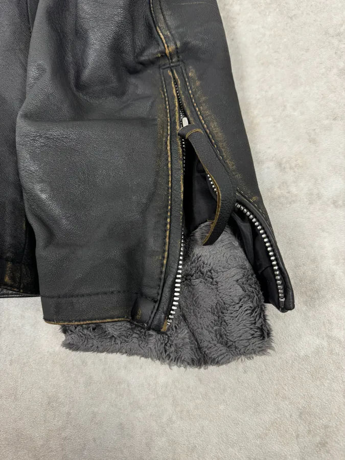 AW2011 Emporio Armani Hooded Faded Black Leather Jacket - Image 10
