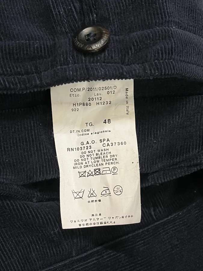 AW2011 Emporio Armani Navy Corduroy Cargo Pants - Image 10