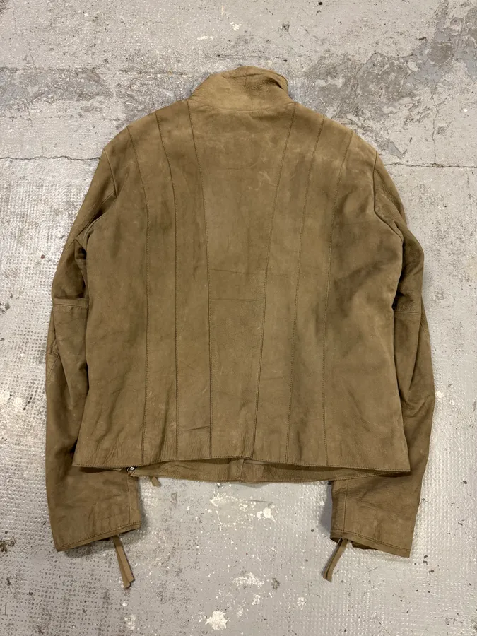 AW2011 Emporio Armani Samurai Asymmetrical Zip Brut Beige Jacket - Image 7