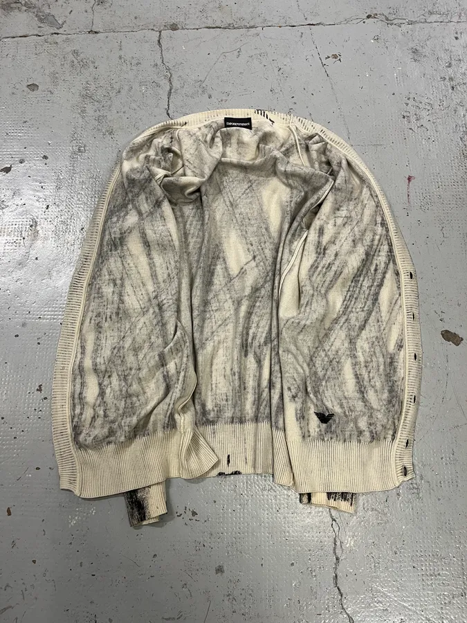 AW2011 Emporio Armani Wheel Paint Cardigan Sweater - Image 9