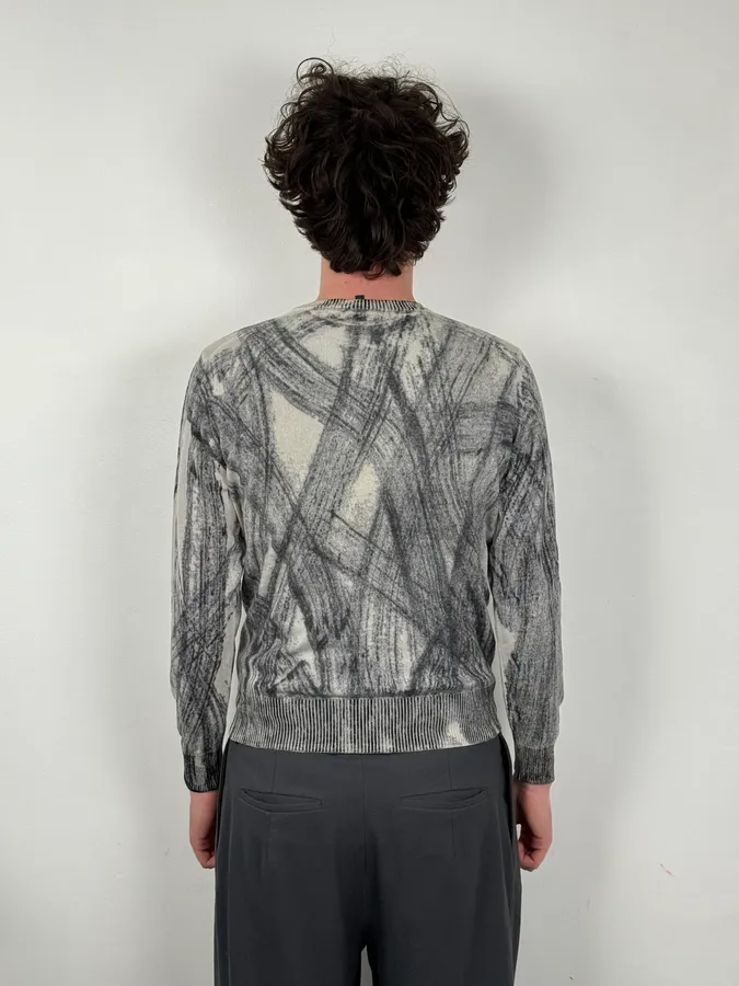 AW2011 Emporio Armani White & Grey Abstract Pattern Sweater - Image 4