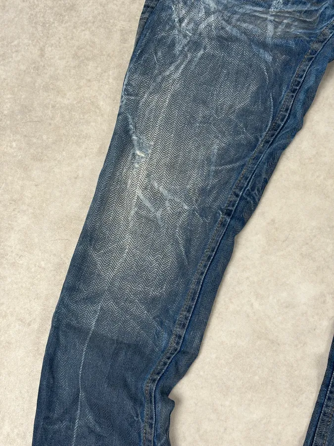 AW2011 Galliano Navy Slim Distressed Denim Jeans - Image 10