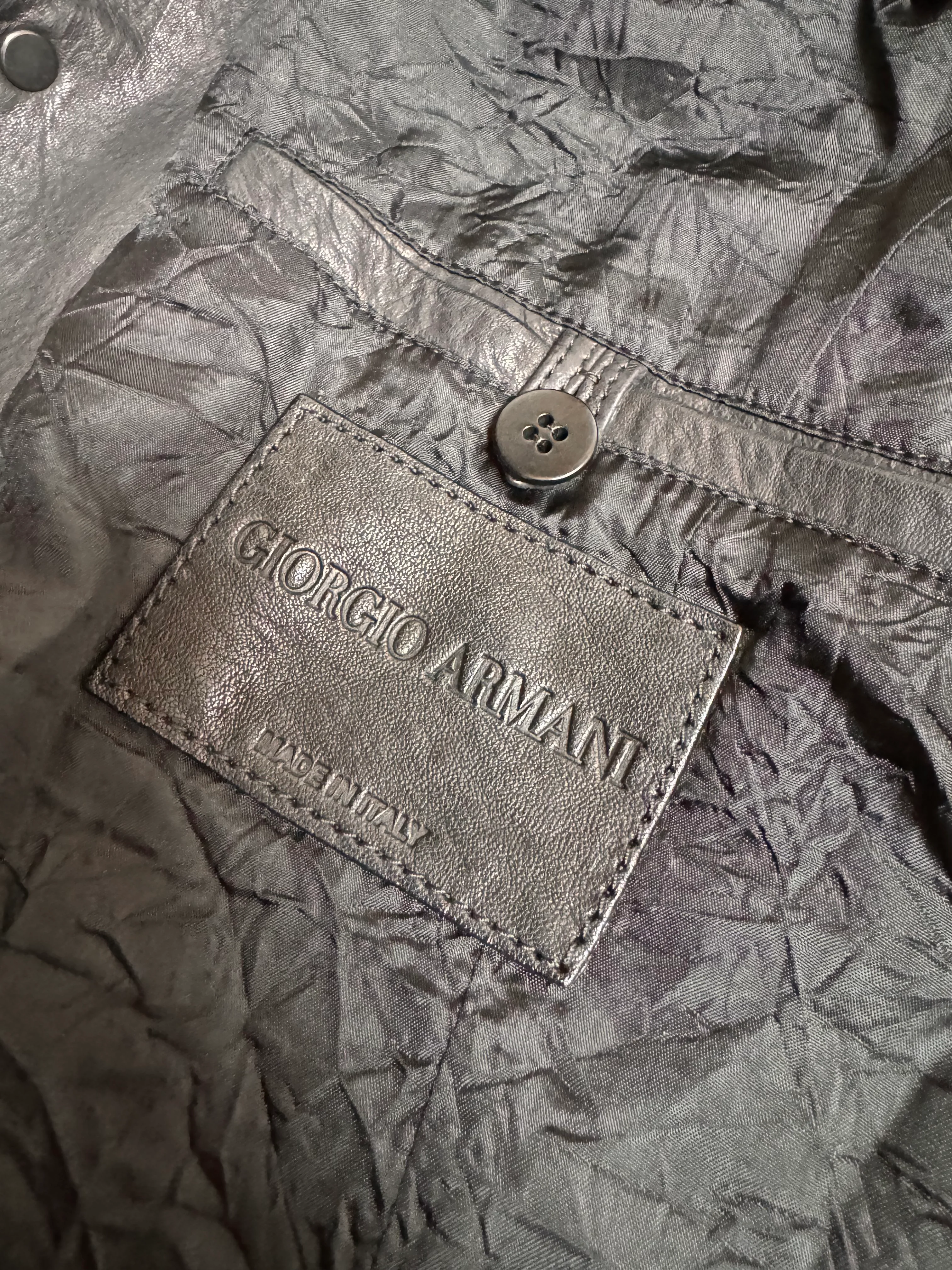AW2011 Giorgio Armani Black Leather Jacket - Image 5